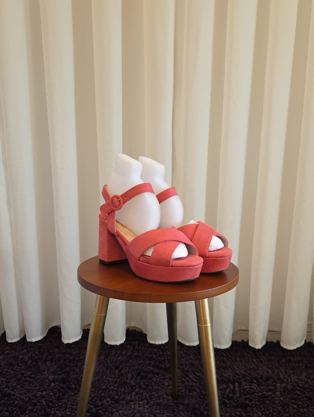 FSJ Platform Strappy Sandal Pink Suede 7.5M New In Box - Picture 3 of 9